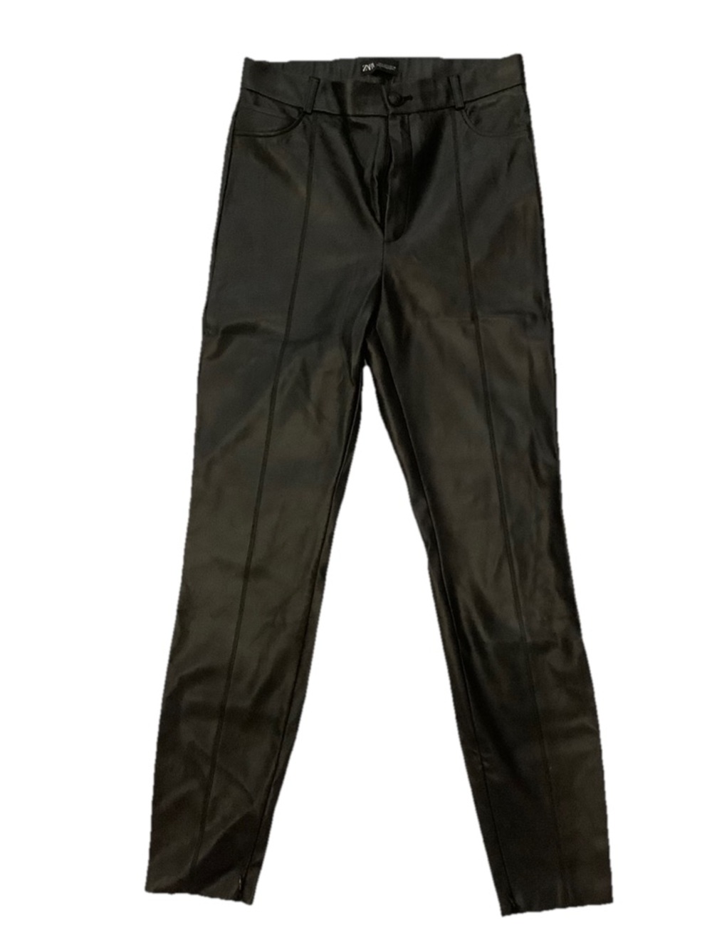 Zara Men's Black Faux Leather Slim Pants / Large